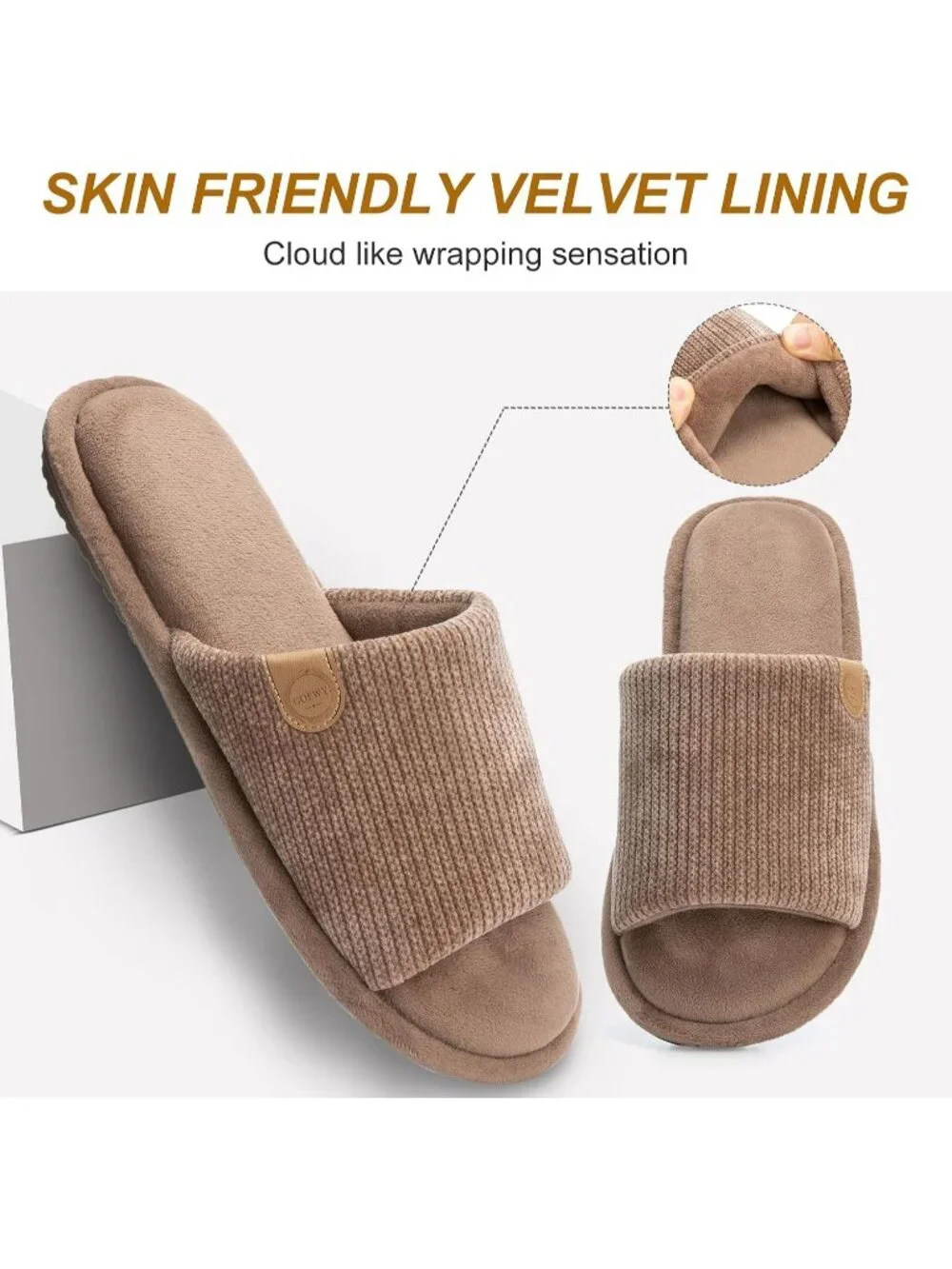 Men's Brown Flat Cozy Memory Foam Anti Skid Soft Slip On House Slipper Shoes